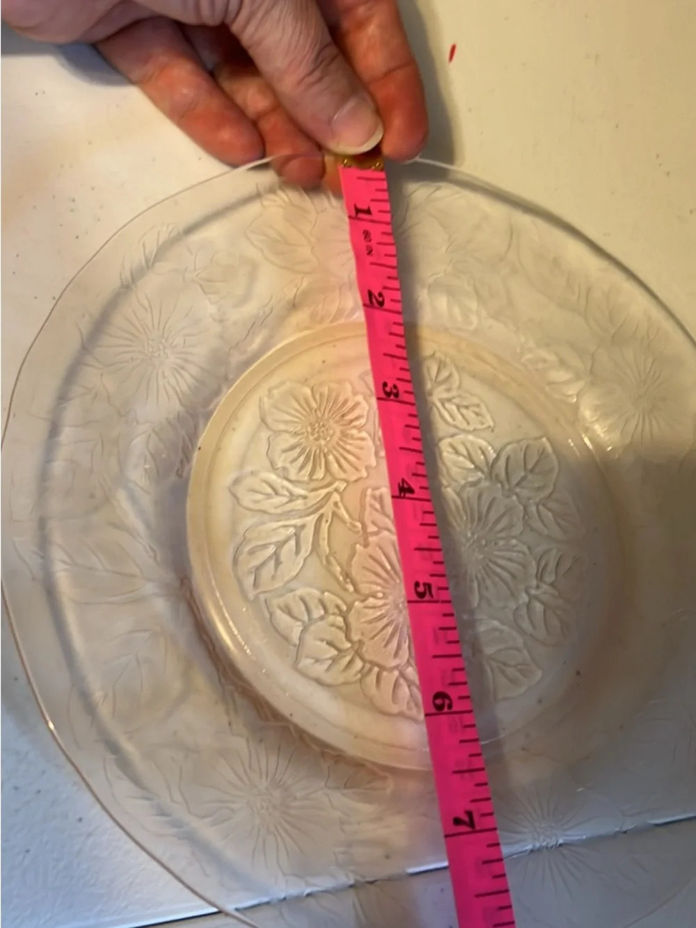 Set of 5 Pink Depression Glass Dogwood Pattern Plates
